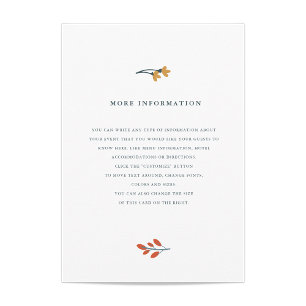 Herbstflorale Hochzeitstagung Begleitkarte