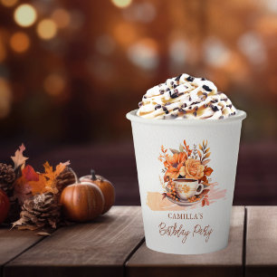 Herbstflorale Hütte Core Teacup Geburtstags-Tee-Pa Pappbecher