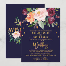 Herbstflorale mit Typografie-Backing-Hochzeit
