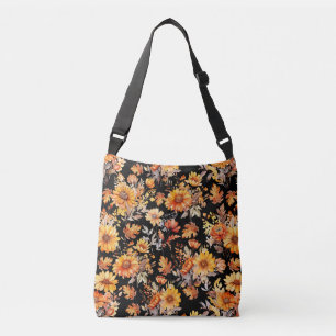 Herbstflorale Muster B01 Schwarze BG Tragetaschen Mit Langen Trägern