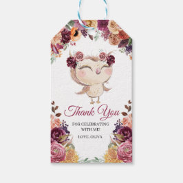 Herbstflorale Owl Vielen Dank für Ihre Unterstützu Geschenkanhänger