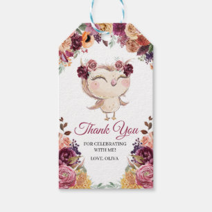Herbstflorale Owl Vielen Dank für Ihre Unterstützu Geschenkanhänger