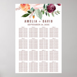 Herbstflorale Rose Gold Light Seekarte Poster