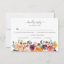 Herbstflorale RSVP-Karte mit Wahlmöglichkeit Einladung