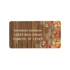 Herbstflorale, rustikale Holzfallmarken Adressaufkleber