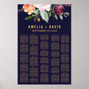 Herbstflorale Sitzkarte (200+ Gäste) Poster