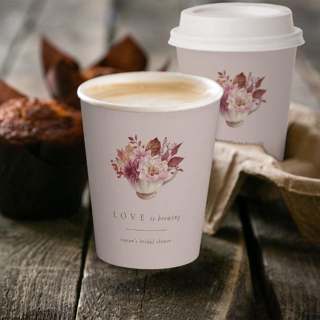 Herbstflorale Teacup Liebe Braut Brautparty Pappbecher (Von Creator hochgeladen)