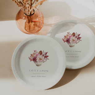 Herbstflorale Teacup Liebe Braut Brautparty Pappteller