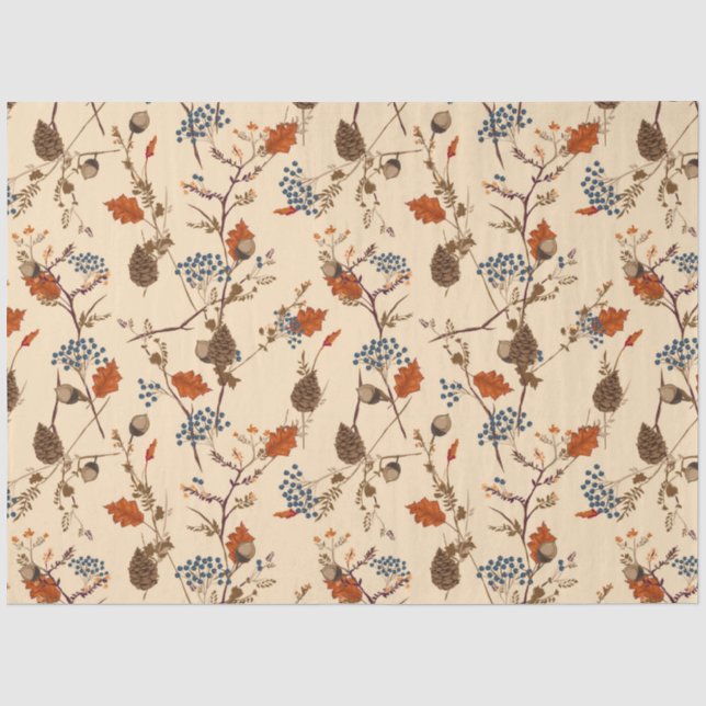 Herbstfloraler Pinecon Geschenkpapier Seidenpapier (Vorderseite)