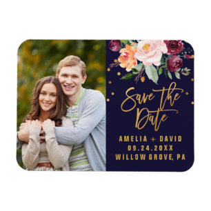 Herbstflorales Save the Date Foto Magnet