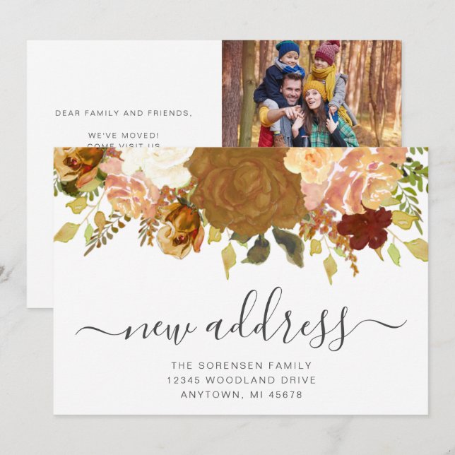 Herbstflorfarbenes Foto Ankündigung (Vorne/Hinten)