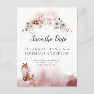 Herbstflorfüchse Save the Date Ankündigungspostkarte
