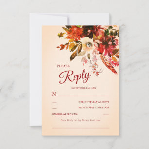 Herbstflorrot geputzte Linen Wasserfarbe RSVP Karte