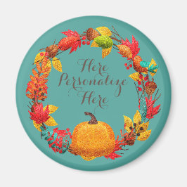 Herbstflügelkürbis aquamarin orange magnet