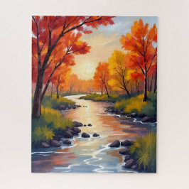 Herbstfluss | Herbstlaub Natur Aquarell
