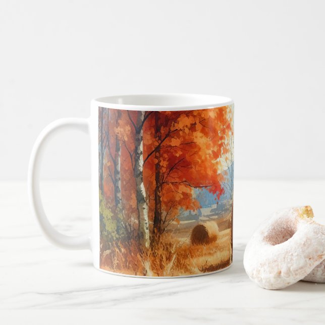 Herbstflüster: Eine Wasserfarbenserenade Kaffeetasse (Mit Donut)