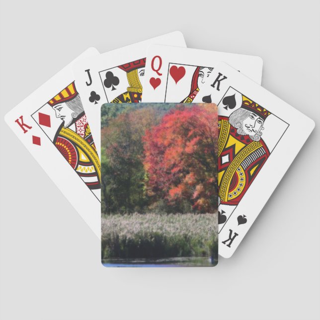 Herbstfoliage an einer Sumpfnatur Spielkarten (Rückseite)