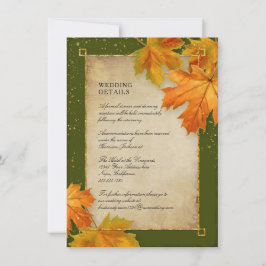 Herbstfoliage Orange Grüne rustikale Hochzeitdetai Einladung