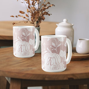 Herbstfolien Herbst Blume & Pumpkins Kariert rosa Kaffeetasse