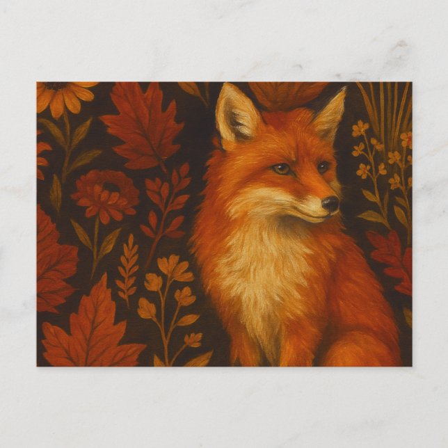 Herbstfox Art Poster - Gemütliches Herbstwald Postkarte (Vorderseite)