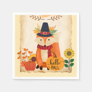 Herbstfox Hallo Fall Sonnenblumen Pumpkins Serviette