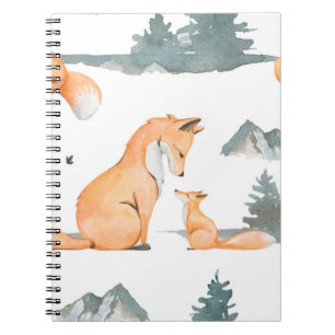 Herbstfox. Handgemalte Aquarelltafel Notizblock