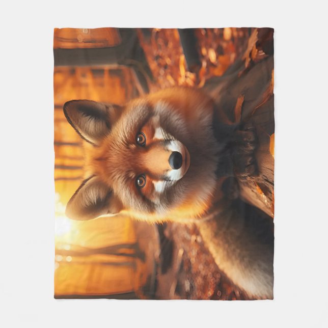 Herbstfox in ästhetischer und Niedlicher Waldschmi Fleecedecke (Vorderseite)