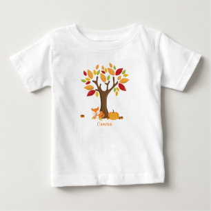 Herbstfox mit Pumpkin Personalisiert Baby T-shirt