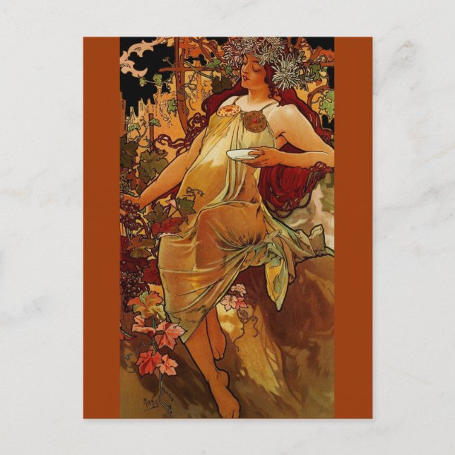 Herbstfrau Postkarte (Vorderseite)