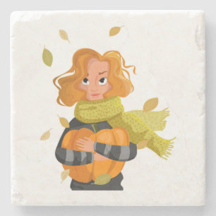 HERBSTFRAU STEINUNTERSETZER