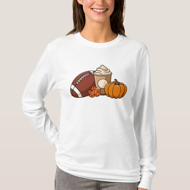 Herbstfreuden: Fußball, Kürbis und Kürbisgewürz T-Shirt (Vorderseite)