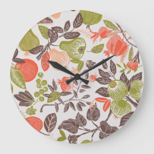 Herbstfrucht dekorative Fliesen Design. Große Wanduhr