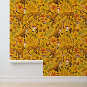 Herbstfüchse auf Orange Tapete