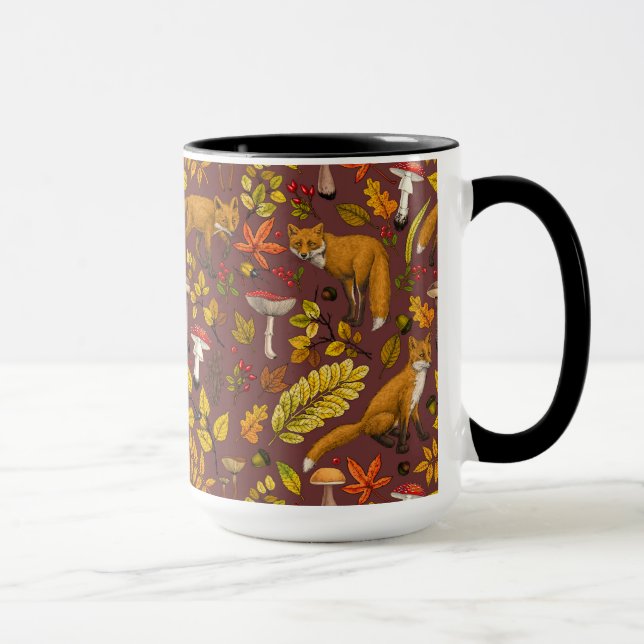 Herbstfüchse auf Schokoladenbraun Tasse (Rechts)