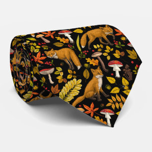 Herbstfüchse auf schwarz krawatte