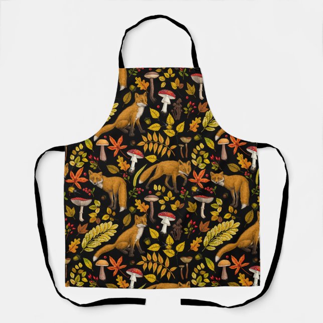 Herbstfüchse auf schwarz schürze (Vorderseite)