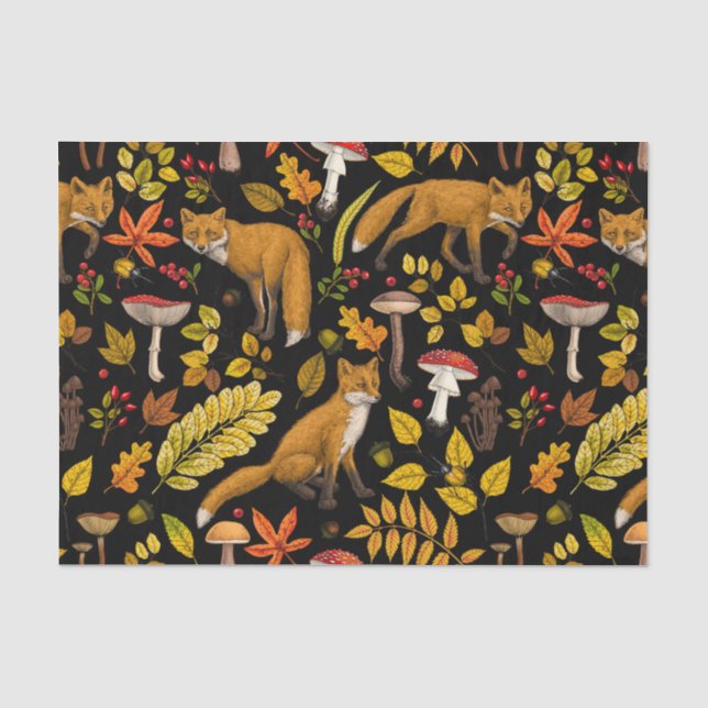 Herbstfüchse auf schwarz seidenpapier (Vorderseite)