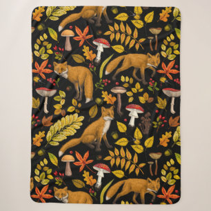 Herbstfüchse auf schwarz sherpadecke