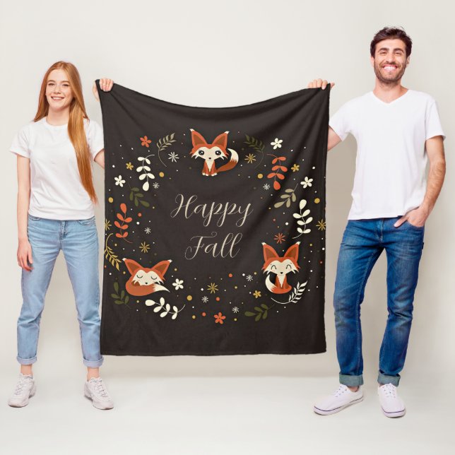 Herbstfüchse mit anpassbarem Text  Fleecedecke (Beispiel)