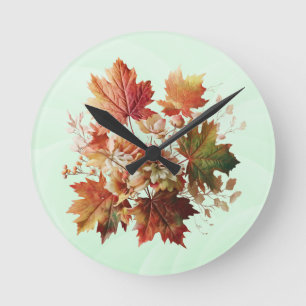 Herbstgänge und Blume im Herbst Bouquet Art Runde Wanduhr