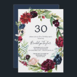 Herbstgarten | Burgund Wreath 30. Geburtstag Einladung<br><div class="desc">Der im Herbst in Bordeaux erbaute Kranz zum 30. Geburtstag lädt zu einer Geburtstagsfeier im Herbst ein. Das Blumendesign besticht durch atemberaubende Rosa-, Rot-, Marine- und Bordeaux-Blume, Blumen und grüne Blätter, die in einem lebhaften Kranz angeordnet sind. Personalisieren Sie die Rückseite der Karte mit dem Namen des Ehrengast und der...</div>