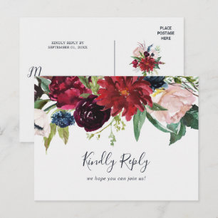 Herbstgarten   Burgundy Menu Choice UAWG Postcard Einladungspostkarte