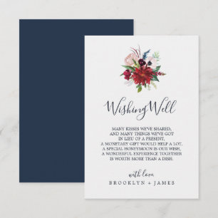 Herbstgarten   Burgundy Wedding Wishing Well Card Begleitkarte
