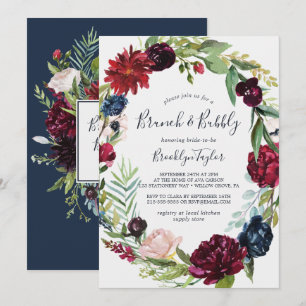 Herbstgarten   Burgundy Wreath Brunch und Bubbly Einladung