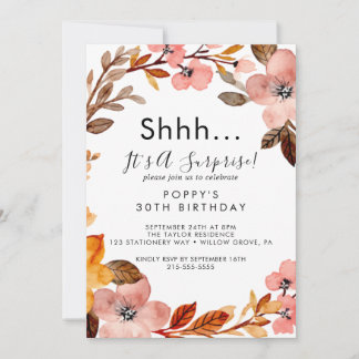 Herbstgarten | Burgundy Wreath Surprise Party Einladung