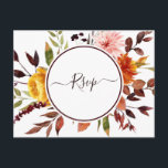 Herbstgarten Marsala Hochzeit Wasserfarbe RSVP Postkarte<br><div class="desc">Diese Hochzeitsnachweis-Postkarte ist mit gelben,  rosafarbenen,  orangefarbenen Blume,  grünen,  bordeauxfarbenen,  braunen Blätter mit einem Kreissaal versehen. Es ist perfekt für Herbst- (Herbst-) Hochzeiten oder ähnliche Veranstaltungen.</div>