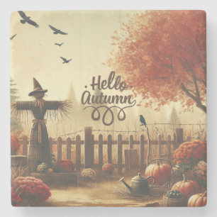 Herbstgarten und Schaukel Steinuntersetzer