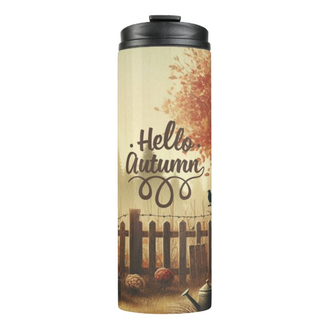 Herbstgarten und Schaukel Thermosbecher (Vorderseite)