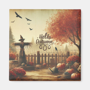 Herbstgarten & Vogelscheuche Magnet