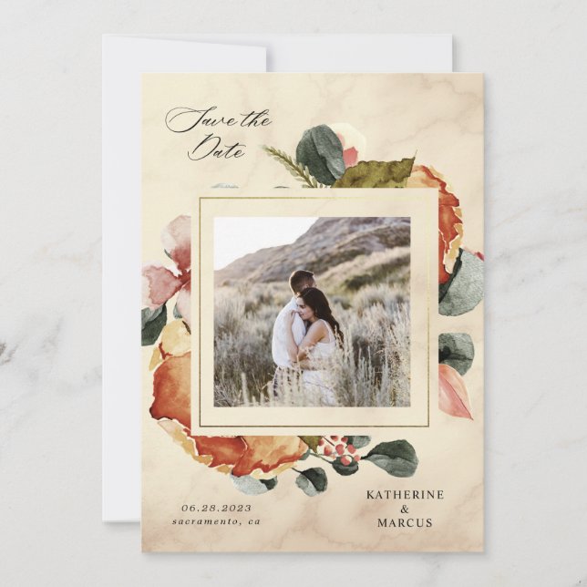 Herbstgefühl Save the Date elegant Einladung (Vorderseite)